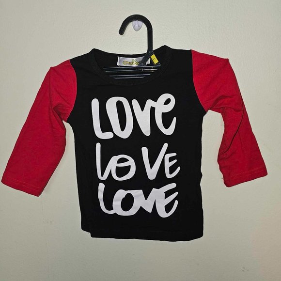 5/20 Chuyg Toddler with Red Long Sleeve "Love" black top - Picture 1 of 8